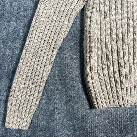 Eddie Bauer Men’s Tall Large Knit V Neck Vintage Sweater Heathered Tan Grandpa - Picture 4 of 10